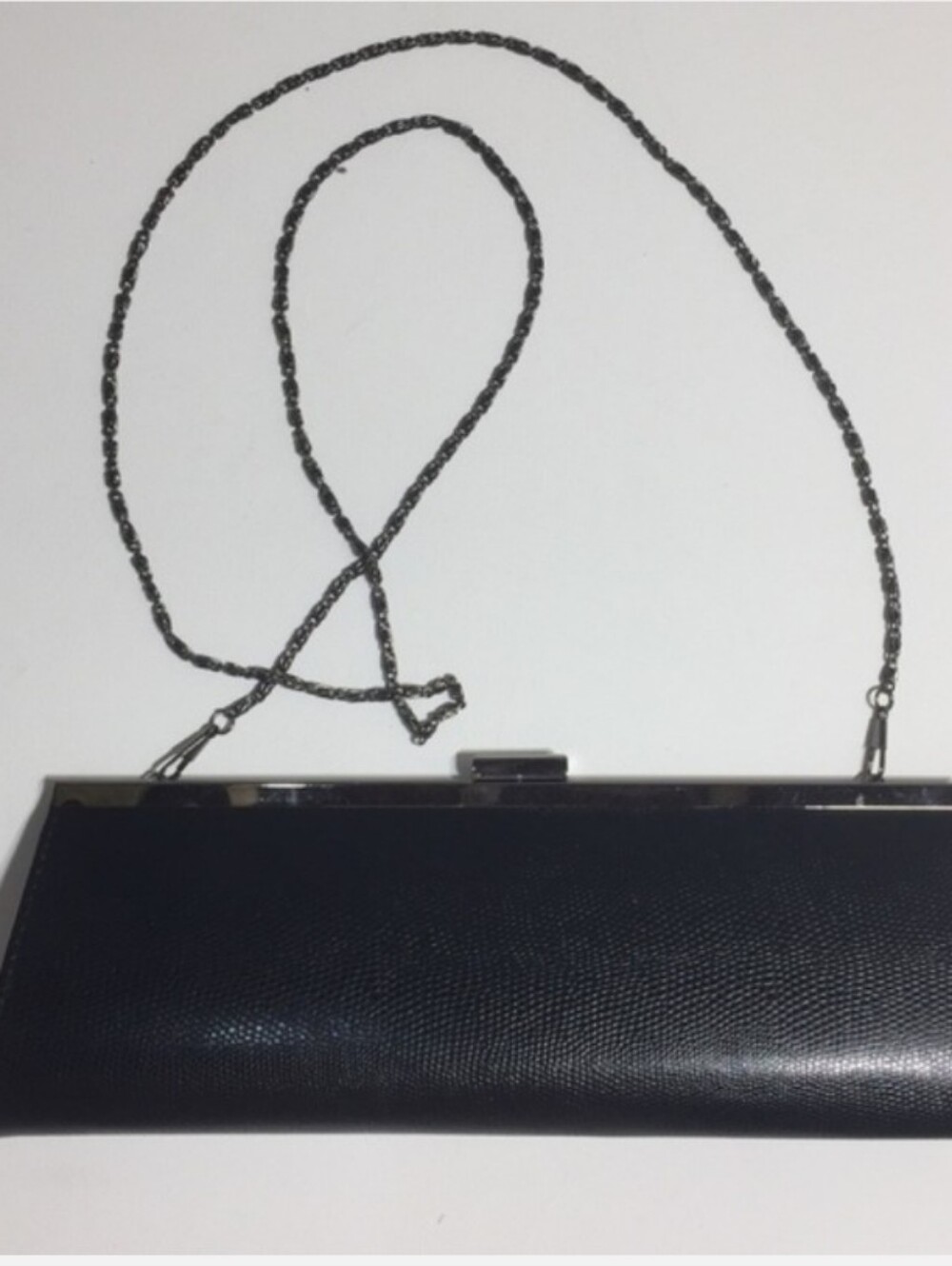 Aldo Sleek Long Black Textured Clutch Purse Shoulder Bag Evening Party Handbag